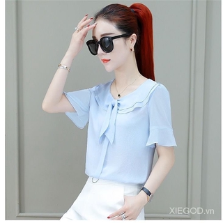 Áo voan ngắn tay cổ búp bê xinh xắn dành cho nữ 2020