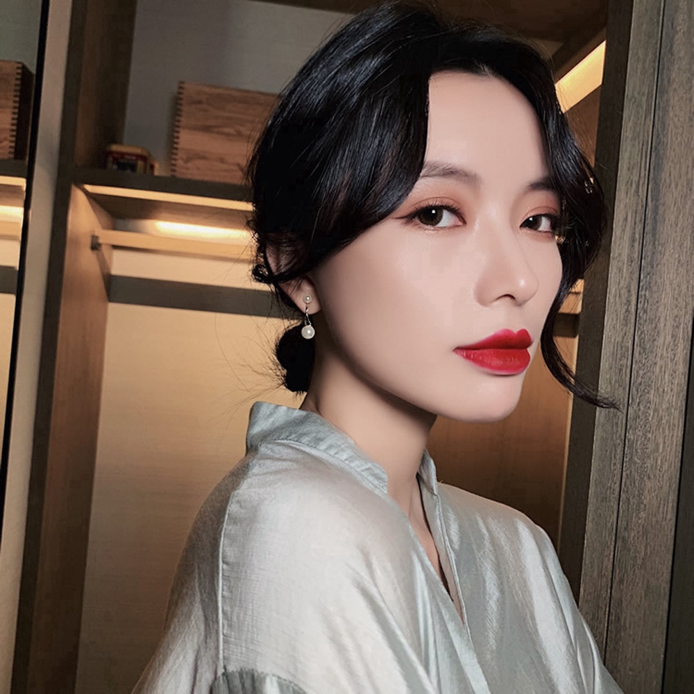 Hoa Tai Dáng Dài Hình Thánh Giá Đính Ngọc Trai Nhân Tạo Thời Trang