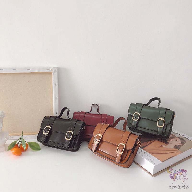 Túi xách da bằng pu phong cách cổ điển cho bé gái
