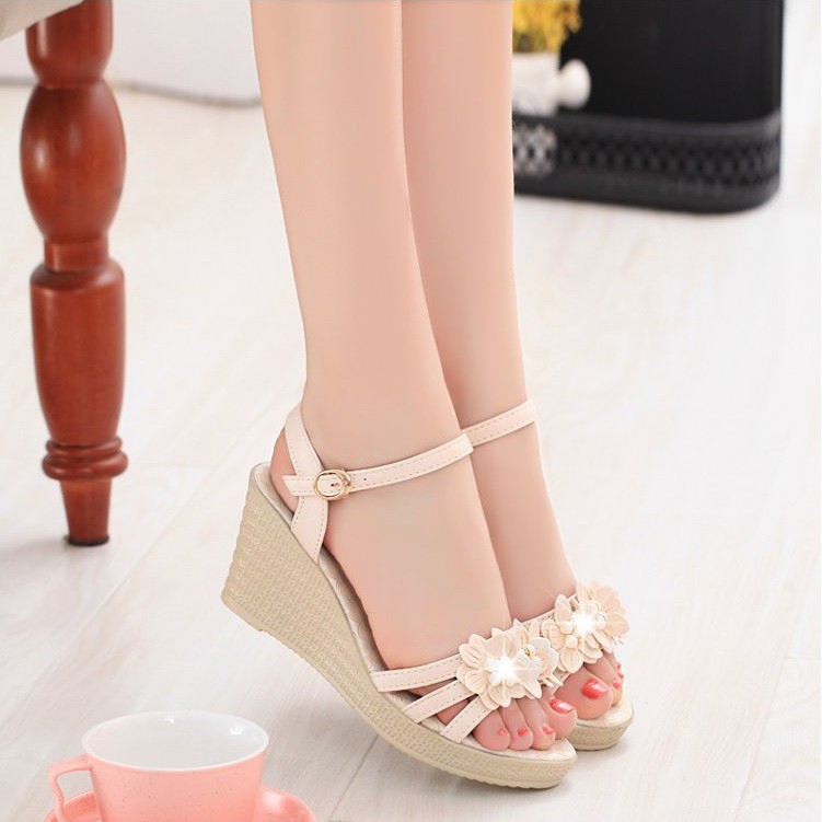 [ HOÀN XU 5% Đơn 0 Đồng ] Giày Đế Xuồng Nữ,Giày Sandal Nữ Cao Cấp 7 Phân Màu Kem Điệu Đà - GN383