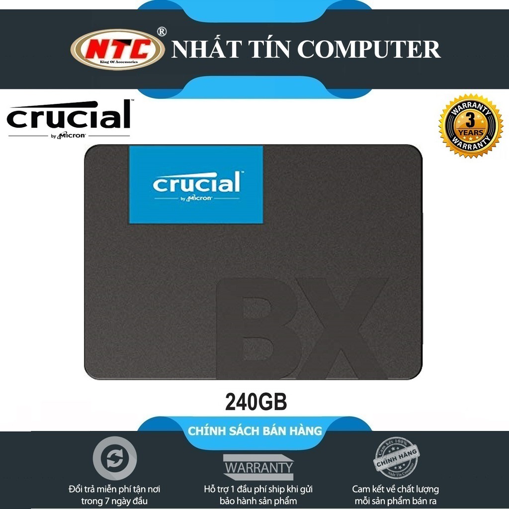 Ổ cứng SSD gắn trong Crucial BX500 3D NAND SATA III 2.5 inch 240GB R540MB/s W500GB/s