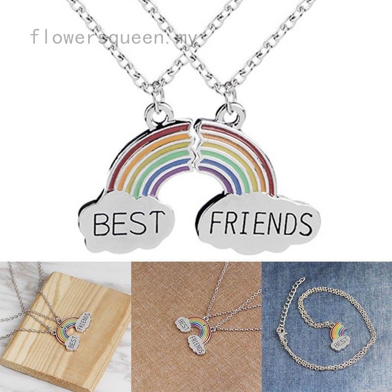 flowersqueen Dây chuyền bạc mặt cầu vồng sáng tạo tình bạn