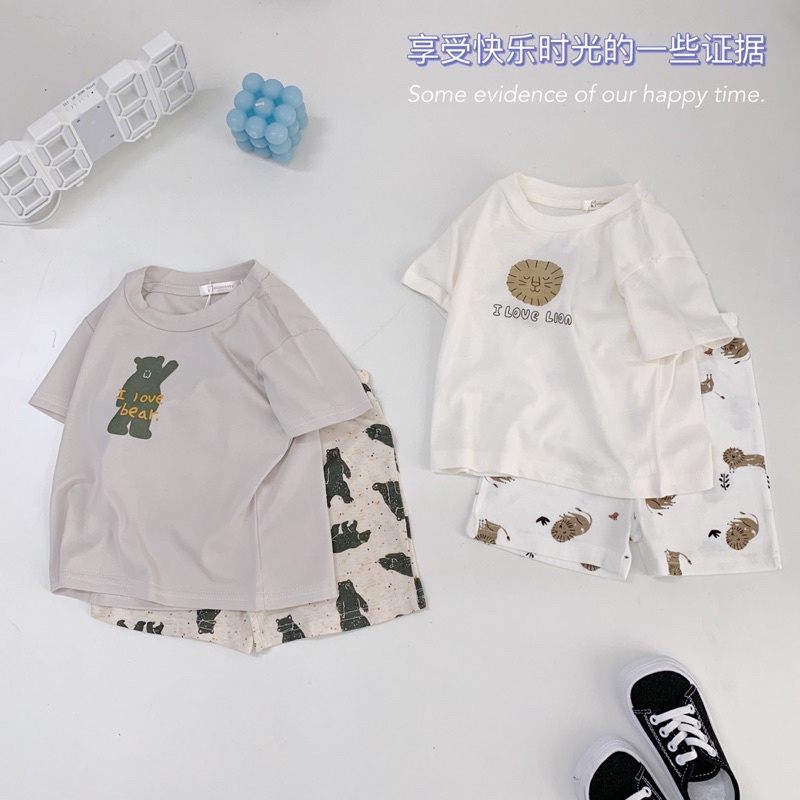 Bộ cộc tay cho bé unisex bằng cotton mặc hè cho bé trai bé gái (9-22 kg)