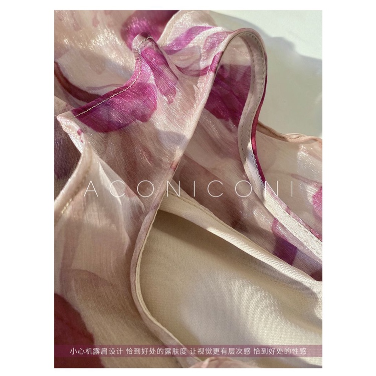 Bán Chạy!F &amp; X Đầm Tay Dài In Họa Tiết Aconiconi|Muguang Đầm Tay Phồng In Hoa Phong Cách Trung Quốc Ngọt Ngào Cao Cấp