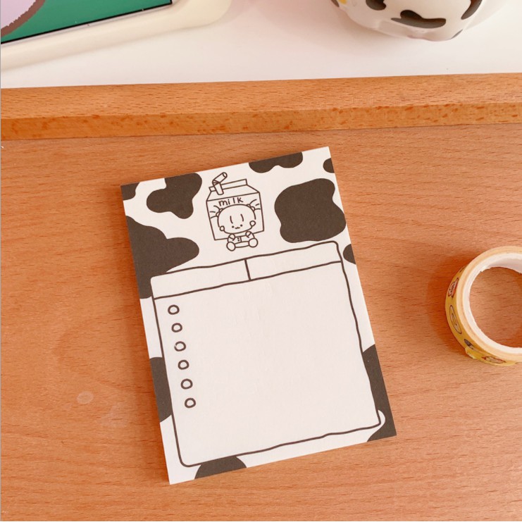 Giấy note - sticky note họa tiết bò sữa xinh xắn ulzzang