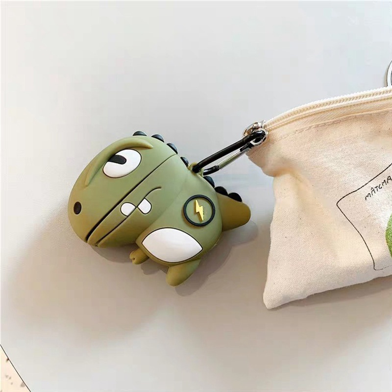 Vỏ bảo vệ hộp sạc tai nghe thích hợp cho Airpods 1 2 3 Pro bằng silicon họa tiết hoạt hình 3D dễ thương kèm móc tiện lợi