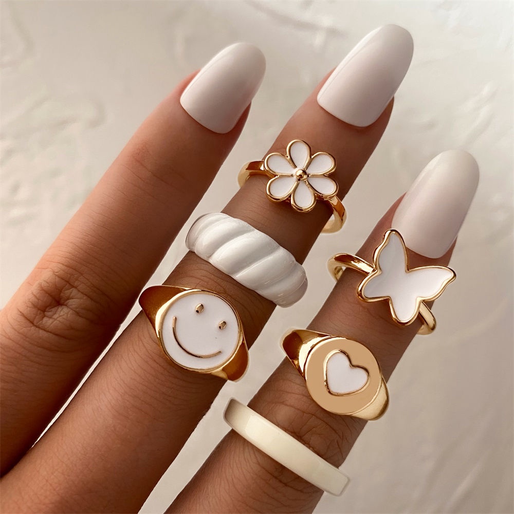 Bộ 6 nhẫn đeo khớp ngón tay phong cách Vintage xinh xắn dành cho nữ Y2K