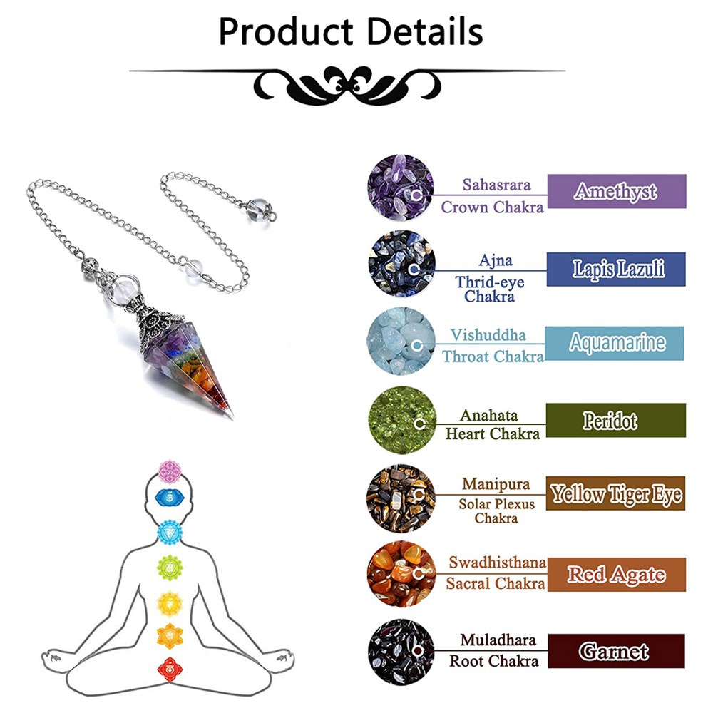 Chakra Chữa Bệnh OKDEALS|Dây Chuyền Mặt Hình Lục Giác|Con Lắc Làm Từ Đá Reiki