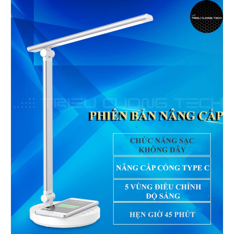 Đèn Led Bàn Đọc Sách Làm Việc Chống Cận Triều Cường Tech PH3383-Cảm Ứng-Sạc Qi-Điều Chỉnh Vùng Ánh Sáng Cho Sinh Viên