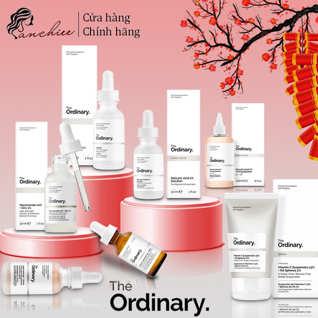 Tinh chất Serum The Ordinary. Hyaluronic, niacinamide, salicylic, caffeine, suspension vitamin c, glycolic acid.