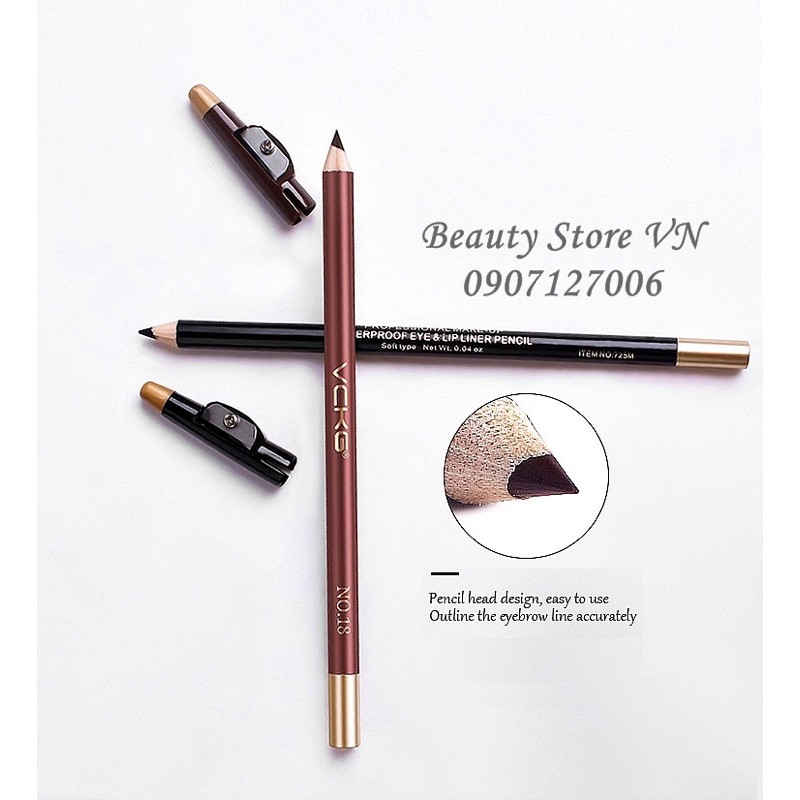 Chì Kẻ Mắt Chống Nước Kèm Đồ Chuốt Waterproof Eyeliner Pencil | BigBuy360 - bigbuy360.vn