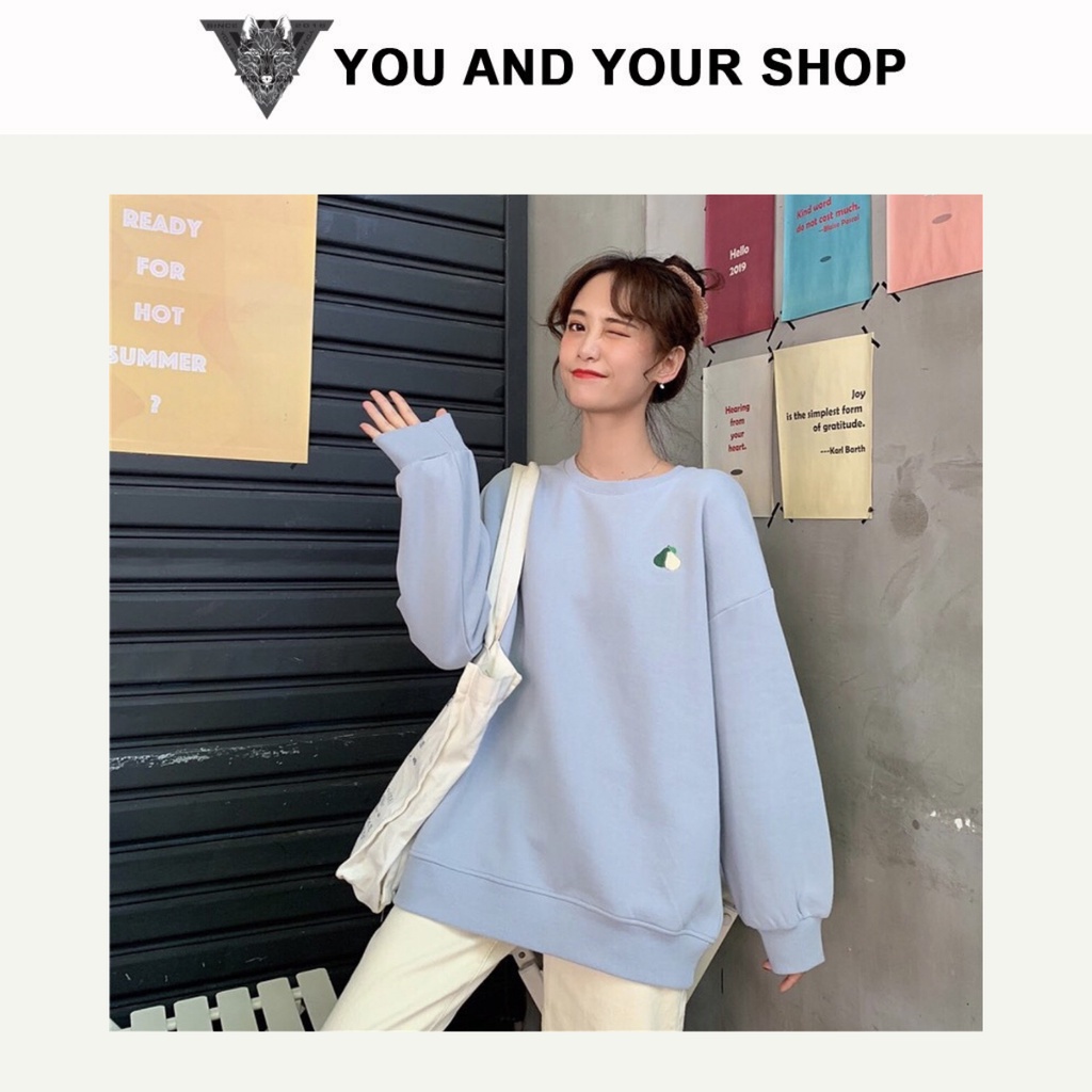 Áo Sweater Nam Nữ YAYSHOP form unisex chất nỉ bông mềm mịn - SW thêu Trái Cây