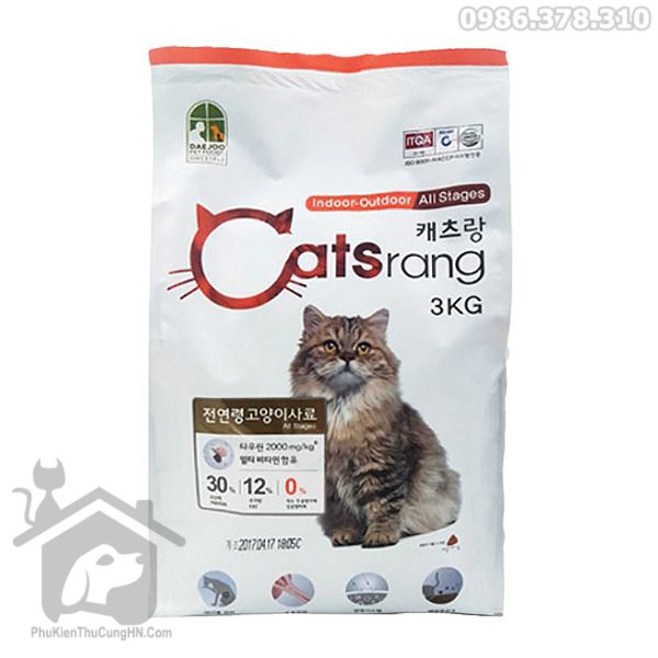 Thức ăn cho mèo, Hạt mèo Catsrang túi 5kg Nhập khẩu Hàn Quốc - Phụ kiện thú cưng Hà Nội