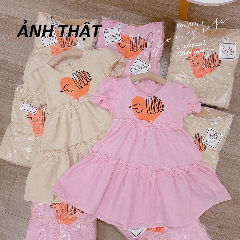 Váy bé gái đũi sần bèo 2 tầng tùng xòe rộng XHN955