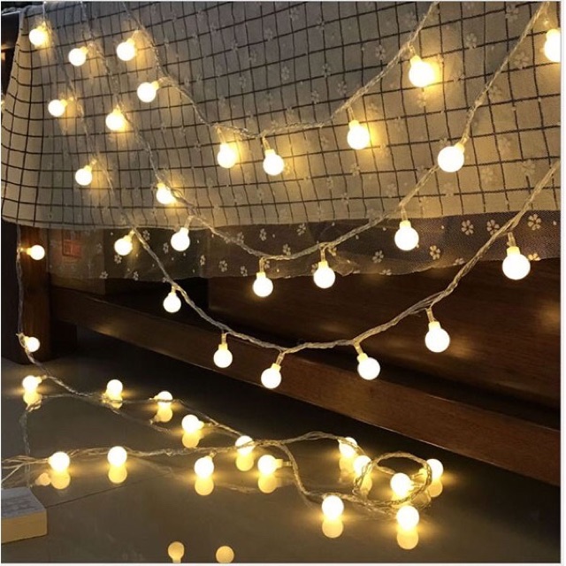 Đèn Led Trang Trí Bóng Tròn Dài 10M - 100 Bóng Trang Trí Noel Lễ Tết