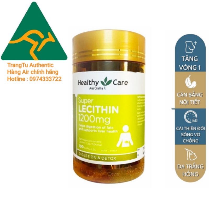 [CHĨNH HÃNG] Mầm đậu nành Úc Healthy Care Super lecithin 1200mg - 100 viên