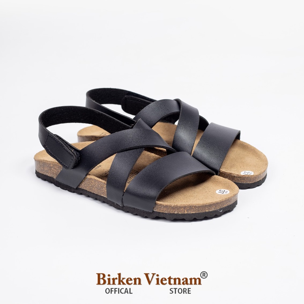 MÃ PU21 Sandal DA PU Đế Trấu Quai Ngang Khóa Dán Unisex Birken Vietnam Bioline