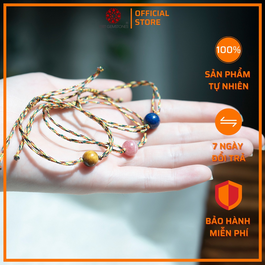 Vòng tay chỉ ngũ sắc phối đá may mắn | VietGemstones