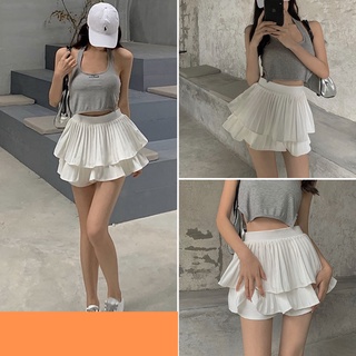 Chân váy nữ, chân váy tầng xếp ly bồng 2 màu trắng đen freesize 45-48kg SKUCV-09B xm.gianggiang