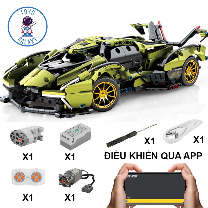 Đồ Chơi Lắp Ráp Kiểu LEGO Mô Hình Điều Khiển Từ Xa RC Siêu Xe Lamborghini V12 Vision GT SY8553