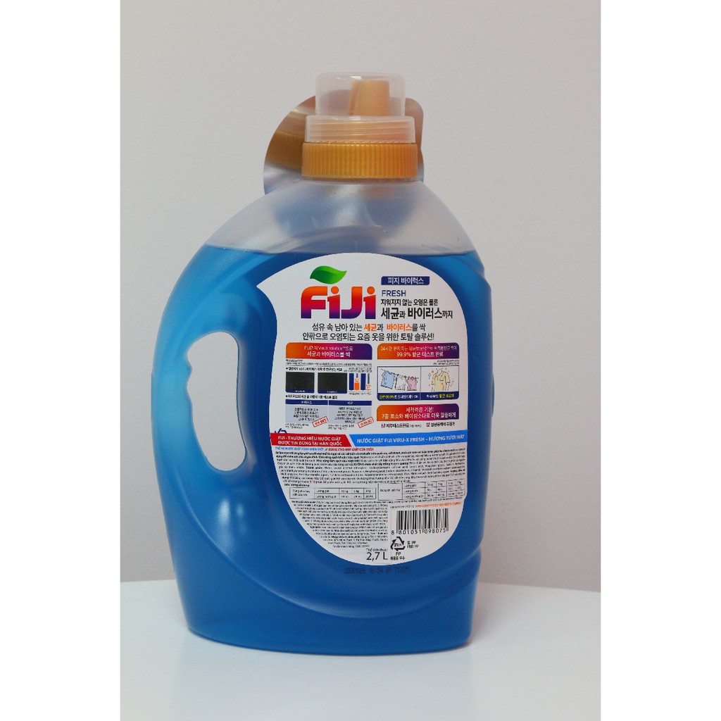 Nước giặt FiJi Viru - X loại bỏ vi khuẩn trên quần áo- Fresh Hương tươi mát  2.7L