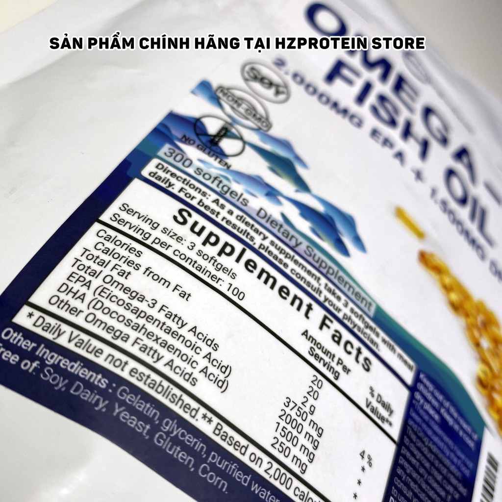 VIÊN UỐNG DẦU CÁ MICROINGREDIENTS FISH OIL OMEGA-3 HÀM LƯỢNG CAO 3500mg DHA+EPA  HỖ TRỢ SỨC KHỎE (300 VIÊN)