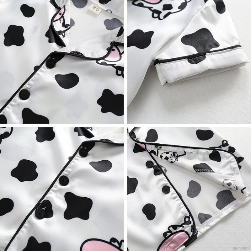 Bộ Pijama In Hình Bò Sữa Cho Bé Trai &amp; Gái