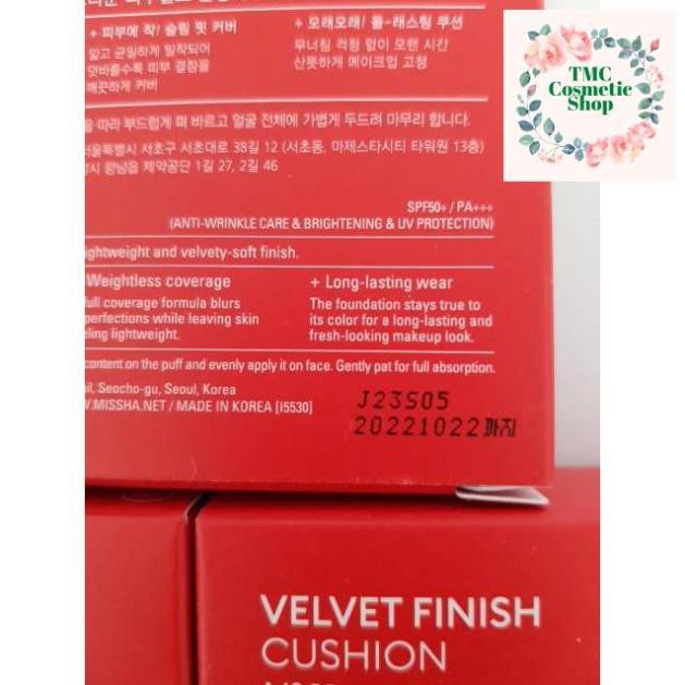Phấn Nước Mỏng Mịn, Che Phủ Tốt, Lâu Trôi Missha Velvet Finish Cushion SPF50+ PA+++ 15g | BigBuy360 - bigbuy360.vn