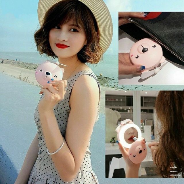Quạt Mini Heo 3in1 Loại Cắm Sạc ( gương, đèn, quạt mát) | BigBuy360 - bigbuy360.vn