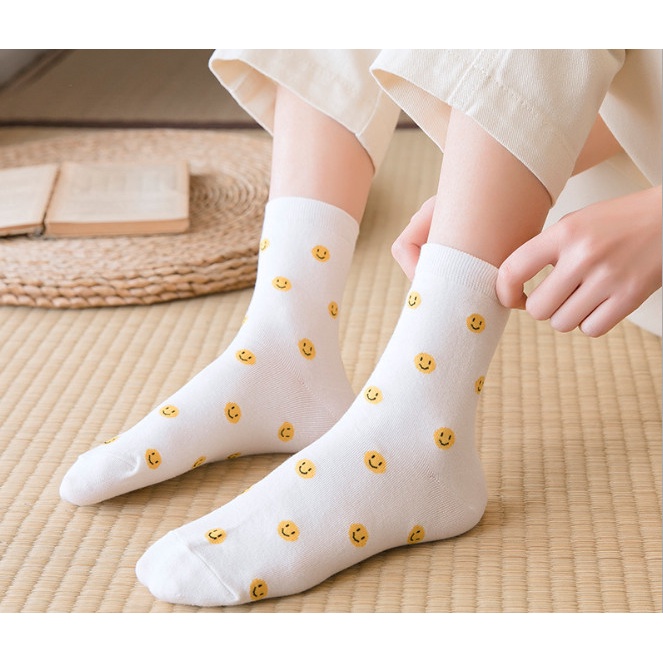 Vớ Tất Mặt Cười nhỏ cổ cao phong cách Hàn Quốc siêu dễ thương dành cho nữ.