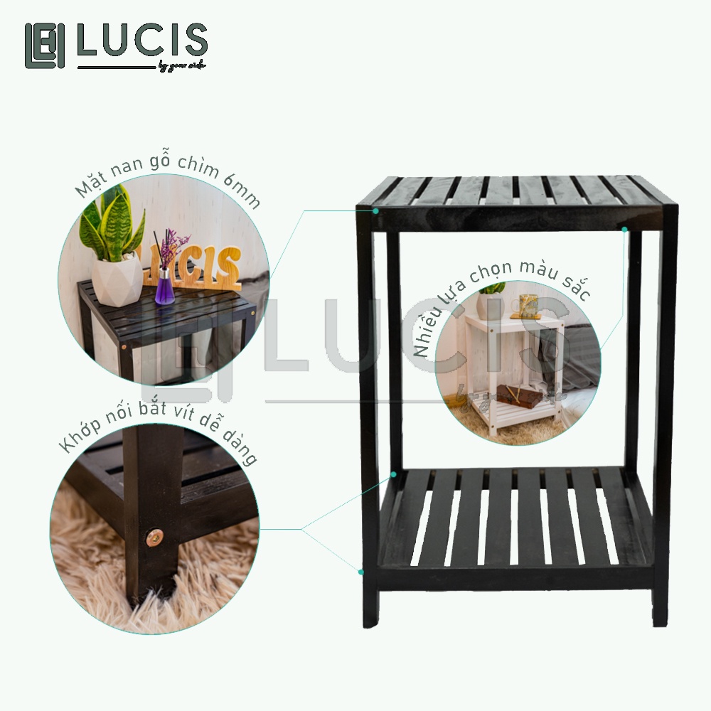 [Mã BMBAU50 giảm 10% đơn 99k] Kệ đầu giường 2 tầng gỗ LUCIS màu trắng để đồ phòng ngủ