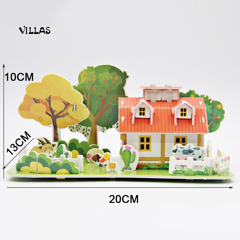 Đồ Chơi Xếp Hình Ngôi Nhà 3D Bằng Giấy Giáo Dục Sớm Cho Bé