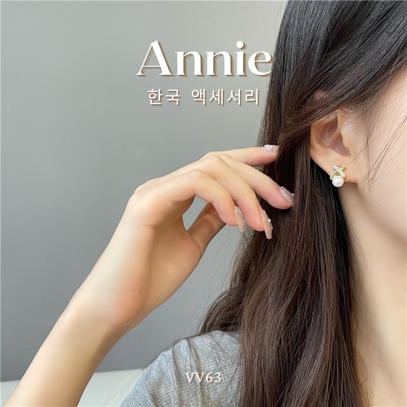 Bông tai ngọc trai nhân tạo mini chui bạc 925 Annie- VV63