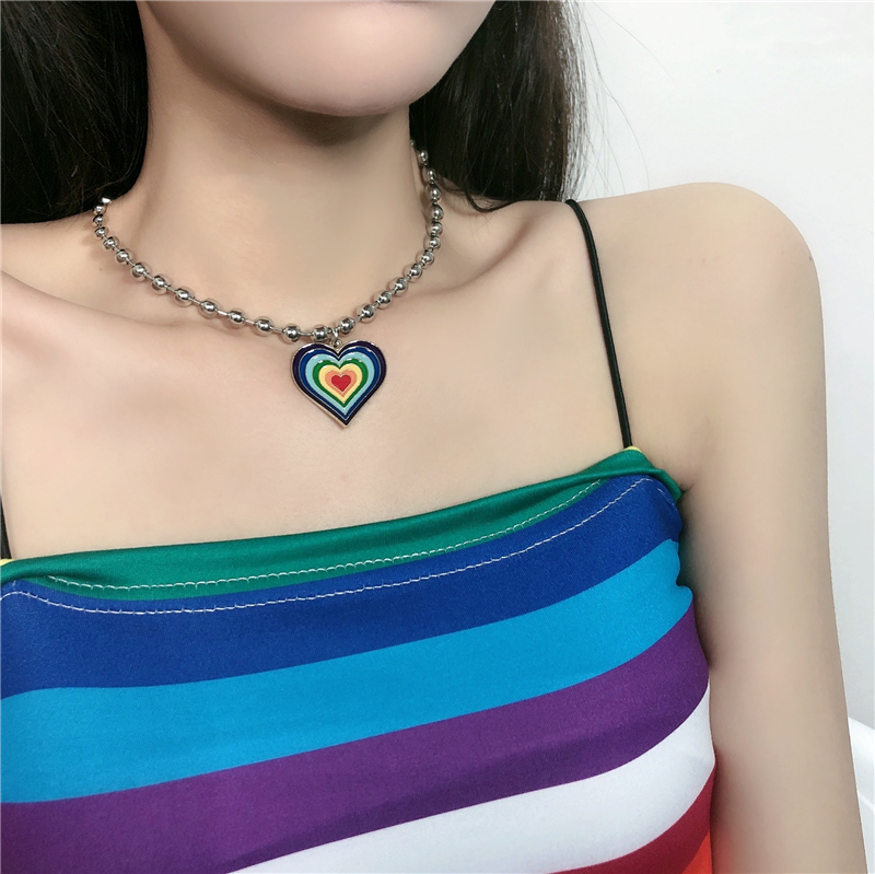 Dây chuyền mặt hình trái tim nhiều màu xinh xắn