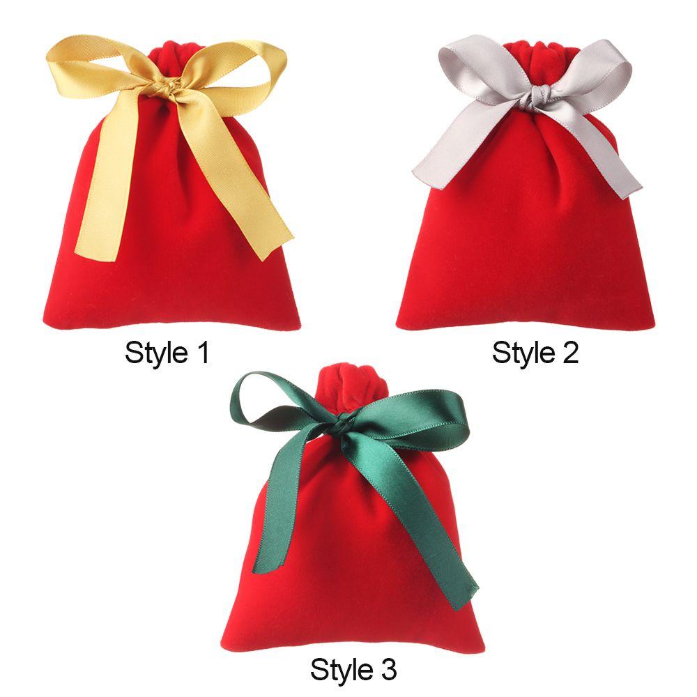 Túi Đựng Quà Bằng Vải Nhung Phối Ruy Băng