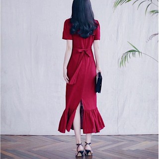 Đầm váy freesize đỏ đuôi cá form dài