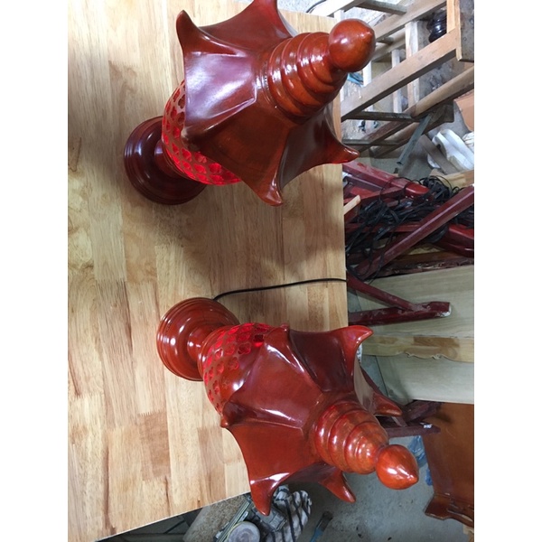 Đôi ĐÈN GỖ thờ mái chùa cao 48 cm cao cấp