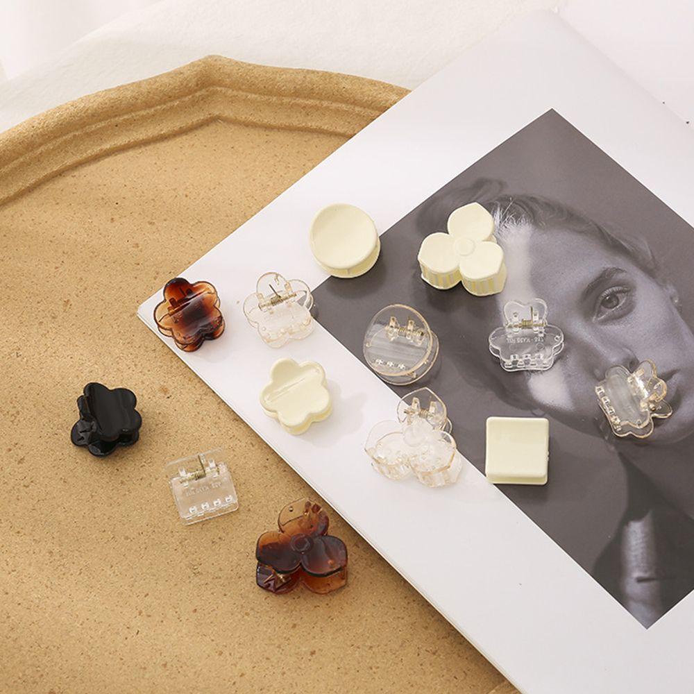 ANEMONE Kẹp Tóc Càng Cua Mini Hình Vuông Màu Hổ Phách Bằng Acrylic In Họa Tiết Hoa Phong Cách Hàn Quốc Cổ Điển