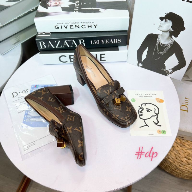 c Giày Cao Gót 7p Mũi Vuông Gc Da Mềm Êm Fullbox Bill Túi Cao Cấp