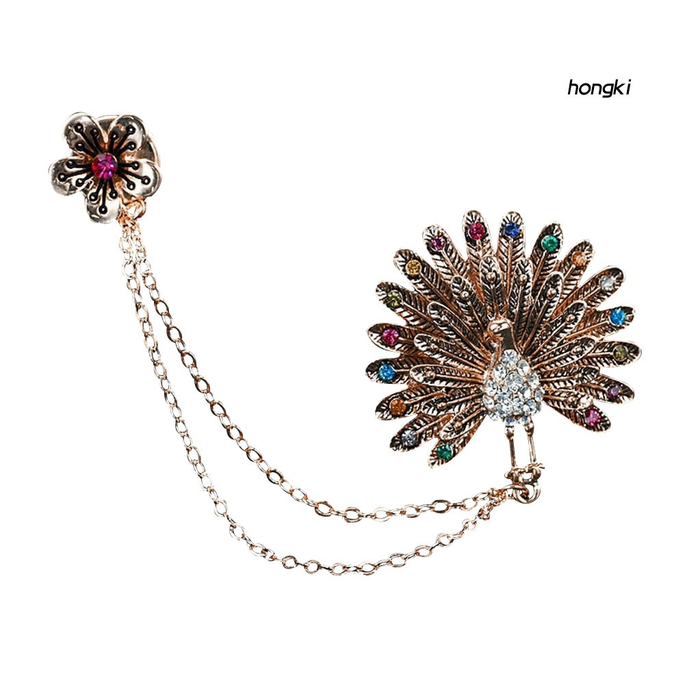 Ghim Cài Áo Hình Chim Công Đính Đá Nhân Tạo Thời Trang Cho Nữ