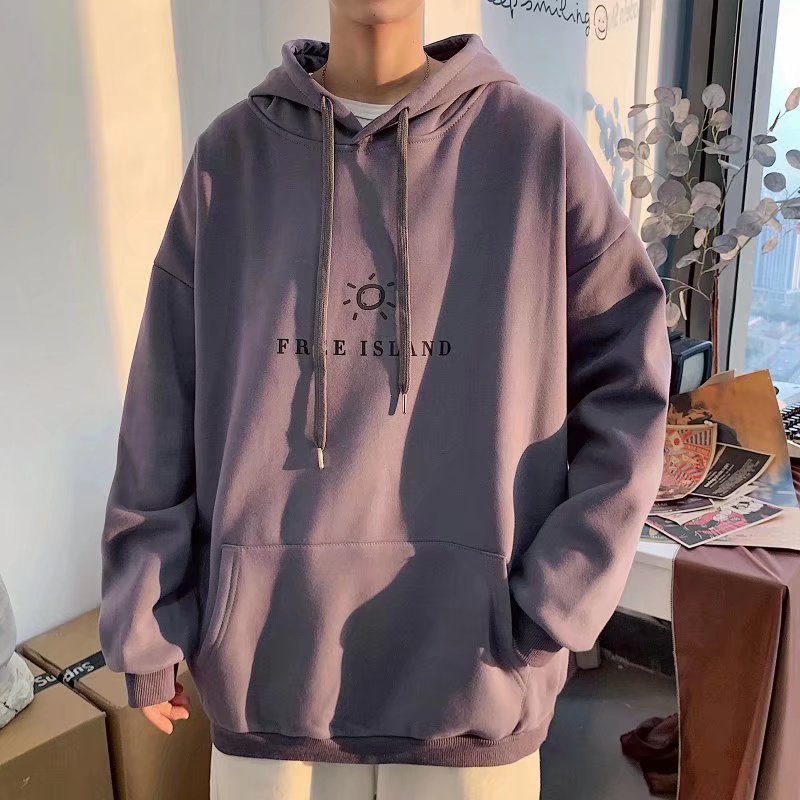Áo hoodie tay dài dáng rộng in chữ phong cách Nhật Bản thời trang mùa đông cho nam có size lớn M-5XL
