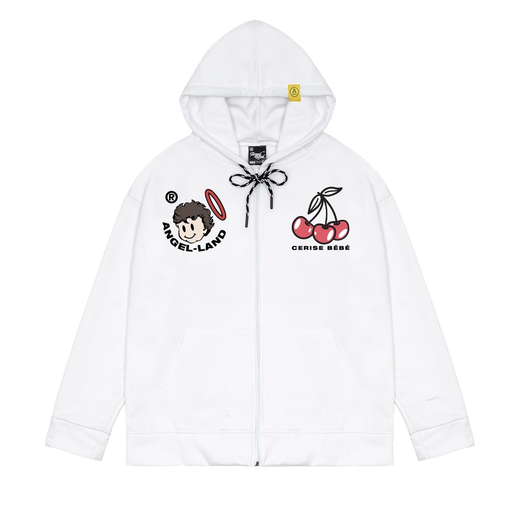 Áo Khoác Hoodie Khoá Kéo Angel-Land CERISE BÉBÉ Màu TRẮNG Chính hãng Nỉ Bông [CBZW]