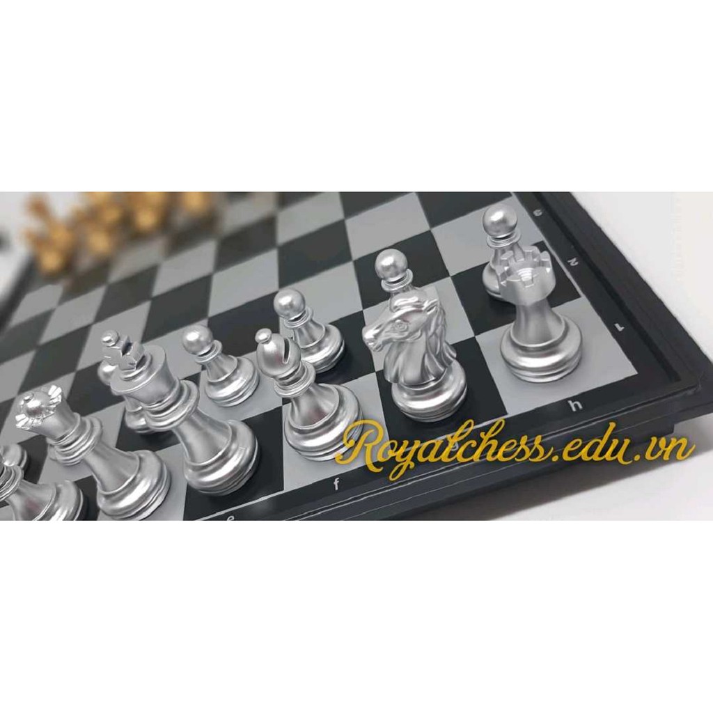 Bộ cờ vua nam châm vàng bạc lớn (Size L) ROYALCHESS