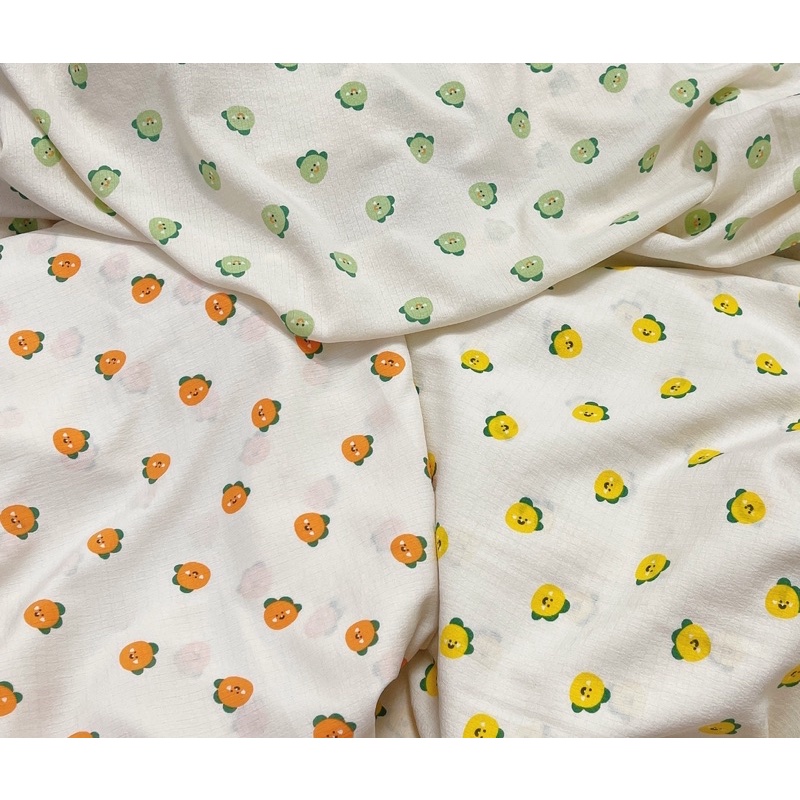 vải đũi xốp con gà xanh siêu xinh may đồ bộ,váy áo,đồ hand made