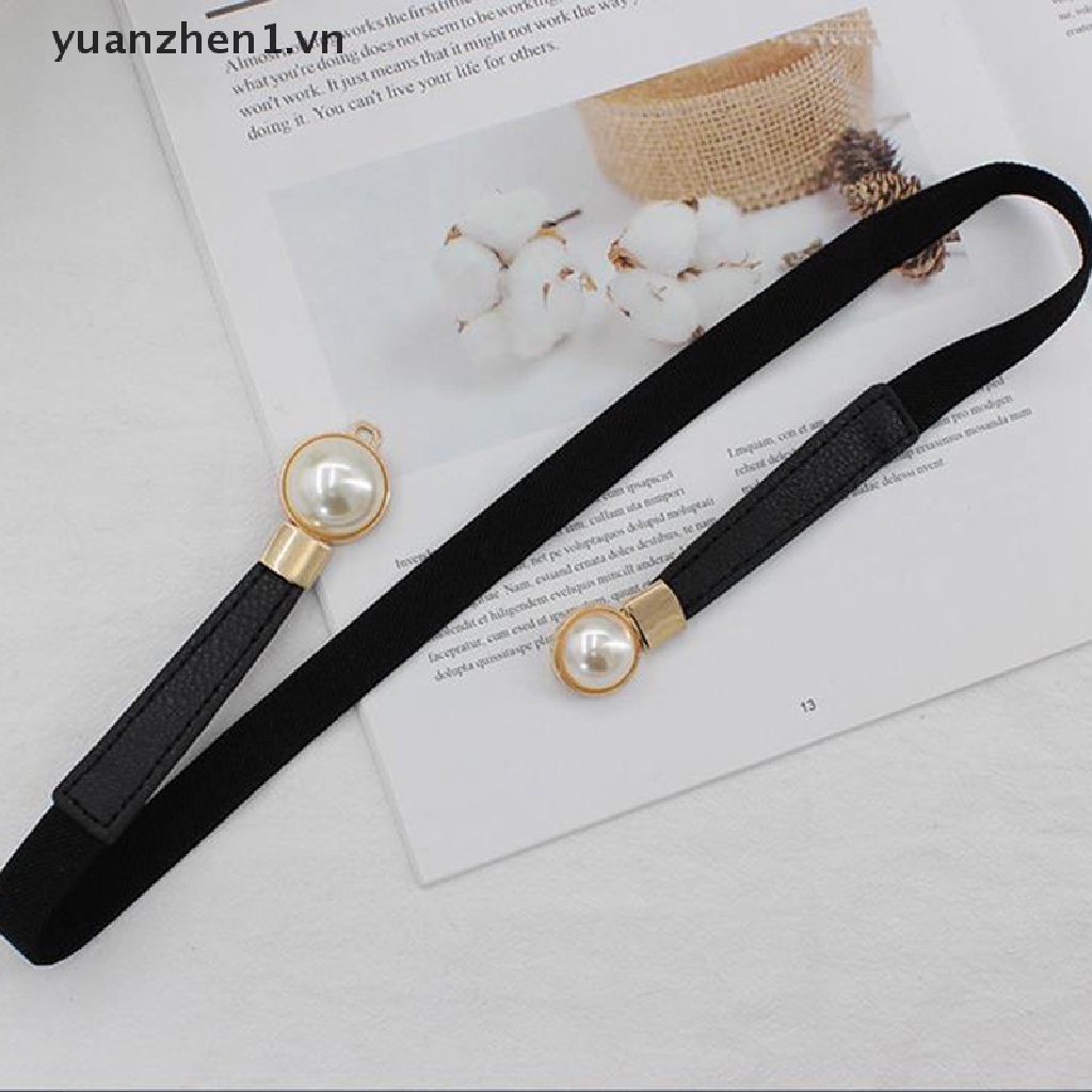Thắt Lưng Da PU Đính Ngọc Trai Thời Trang Cho Nữ