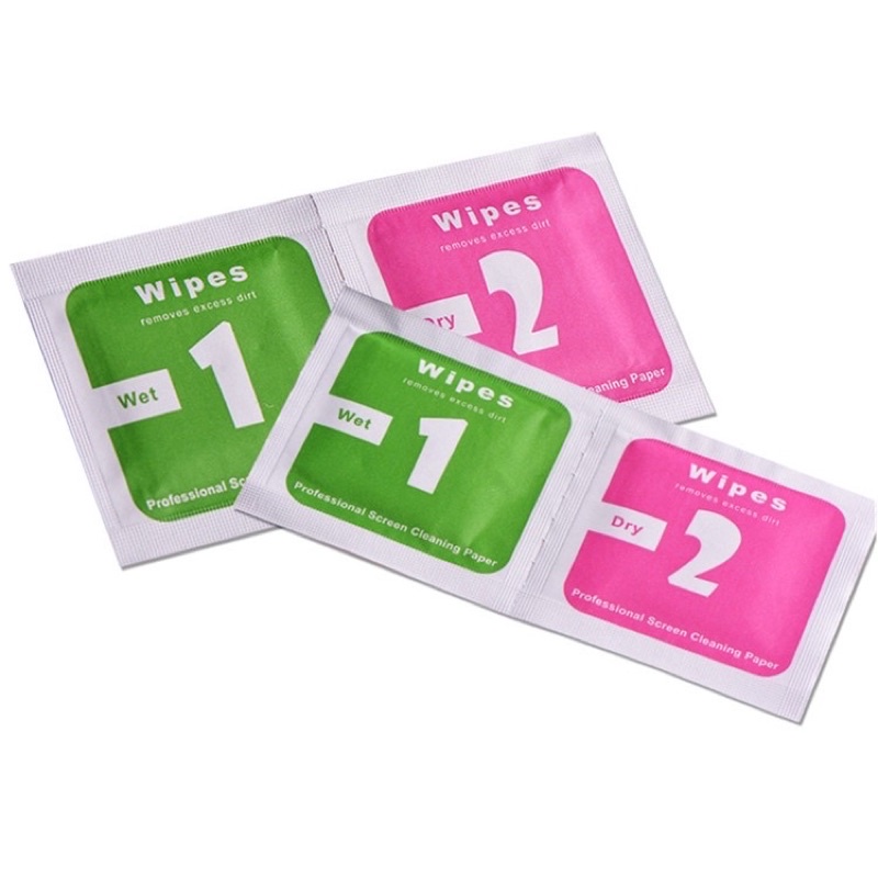 Bộ giấy lau gói 1 2 dùng dán kính cường lực điện thoại iphone 5/5s/6/6splus/7/8/7plus/8plus/x/xs/xsmax/11/11promax/12pro