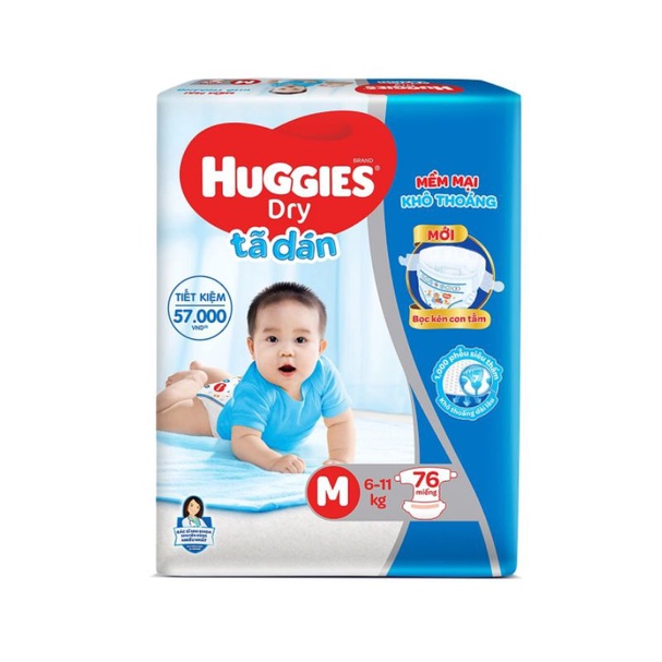 (Đệm mây) Tã quần/Tã dán Huggies Dry M74/M76, L68, XL62, XXL56 mới