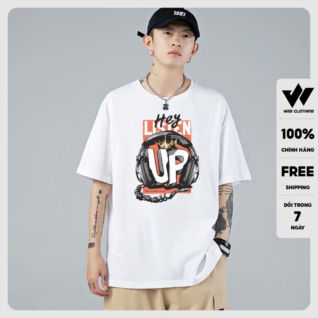 Áo thun tay lỡ WIIS unisex phông form rộng Listen thời trang nam nữ ulzzang oversize