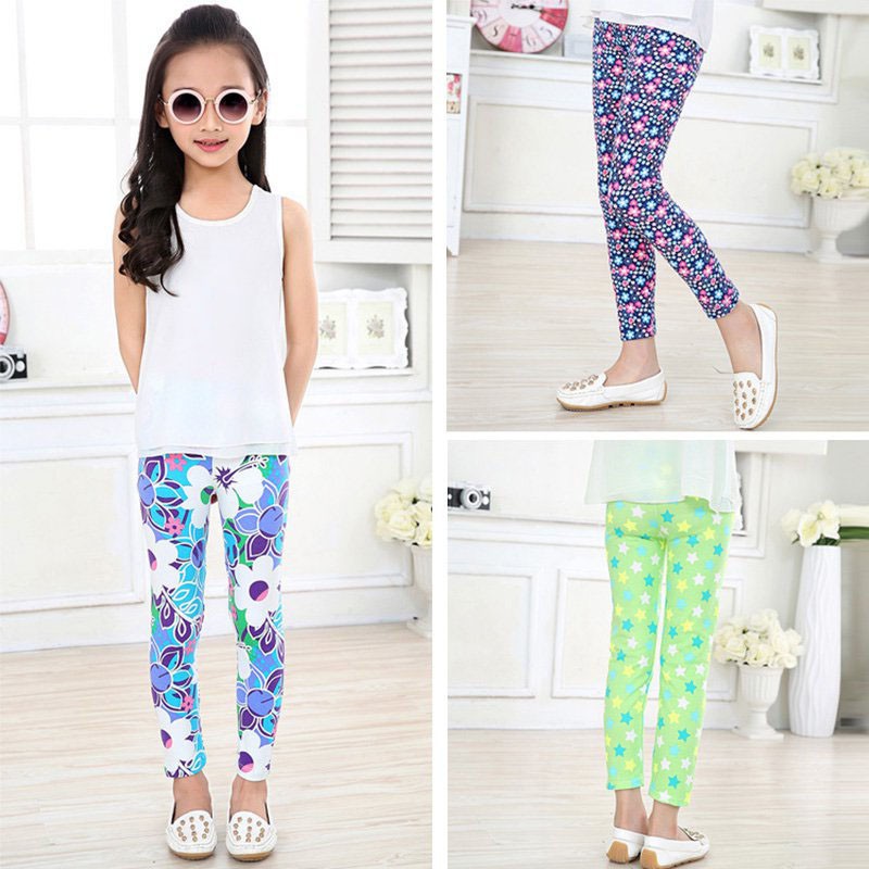 Quần legging co giãn in họa tiết xinh xắn cho bé gái