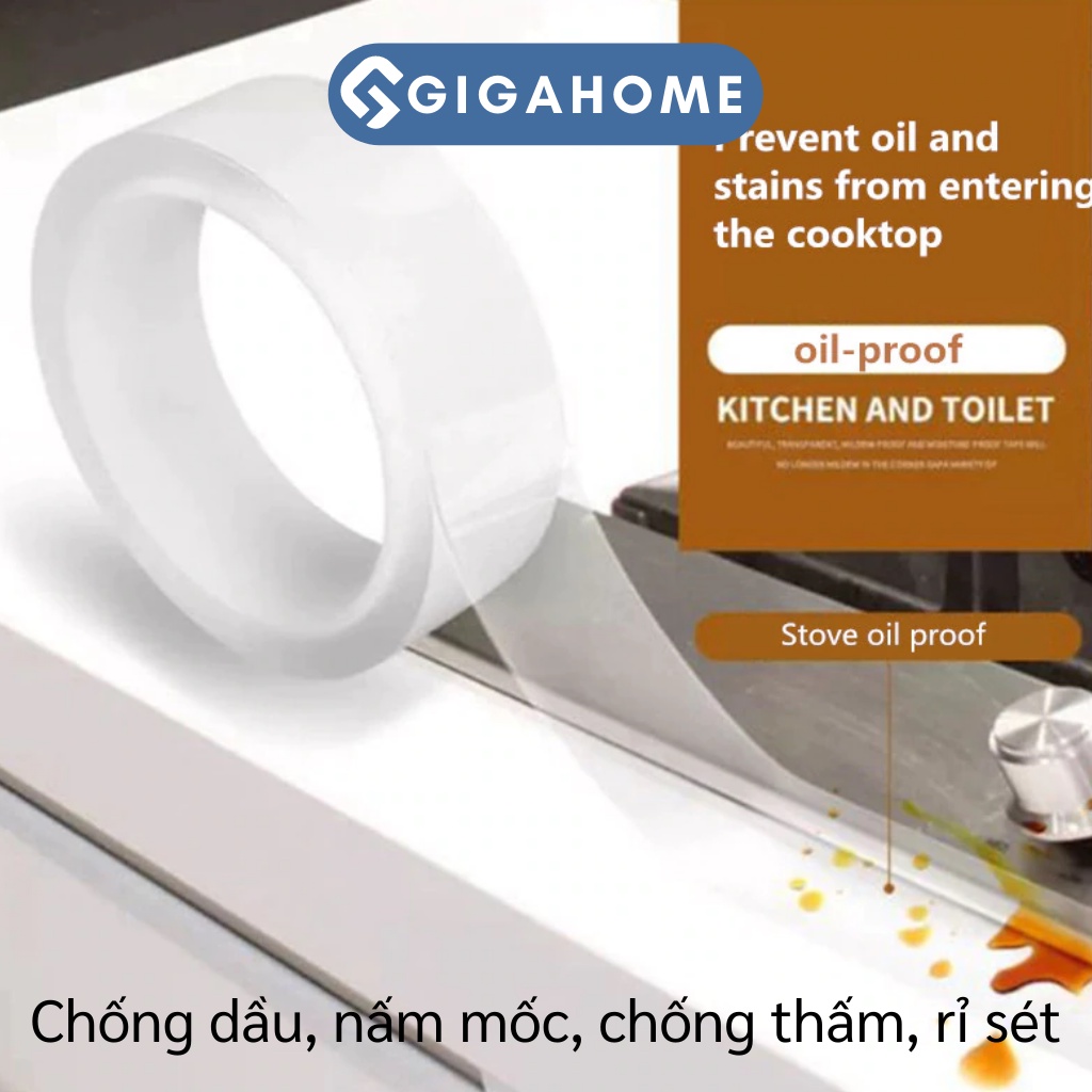 Cuộn Băng Keo Dán Tự Dính Trong Suốt GIGAHOME Chống Thấm Nước, Dầu Mỡ Cho Nhà Bếp 7309
